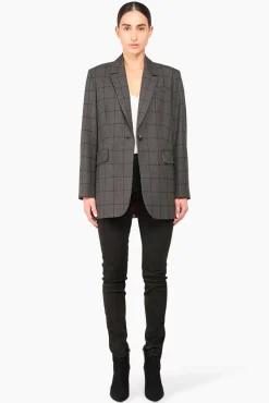 JANICE Blazers^Blazer Dames Ruit Hank Grijs