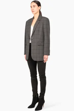 JANICE Blazers^Blazer Dames Ruit Hank Grijs