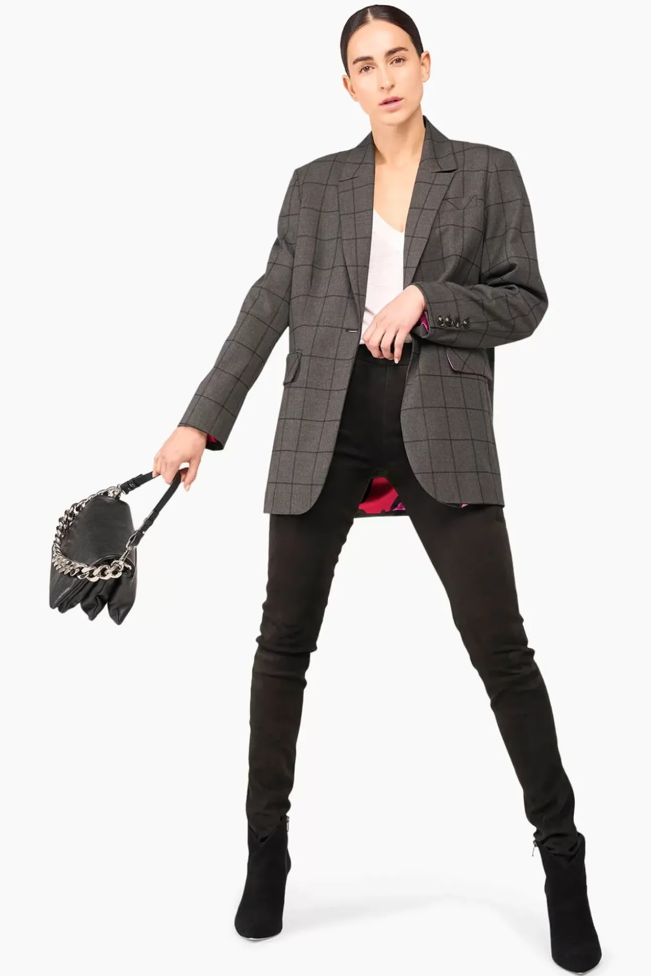JANICE Blazers^Blazer Dames Ruit Hank Grijs
