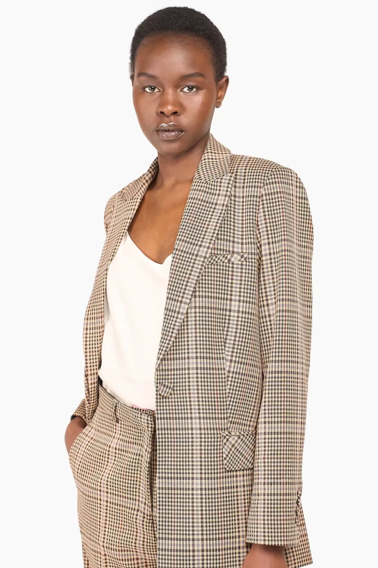 JANICE Blazers^Blazer Dames Ruit Nash Bruin
