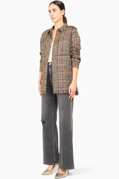 JANICE Blouses^Blouse Dames Tweed Lurex Shane Groen