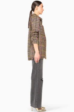 JANICE Blouses^Blouse Dames Tweed Lurex Shane Groen
