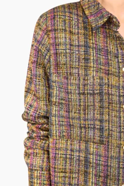 JANICE Blouses^Blouse Dames Tweed Lurex Shane Groen