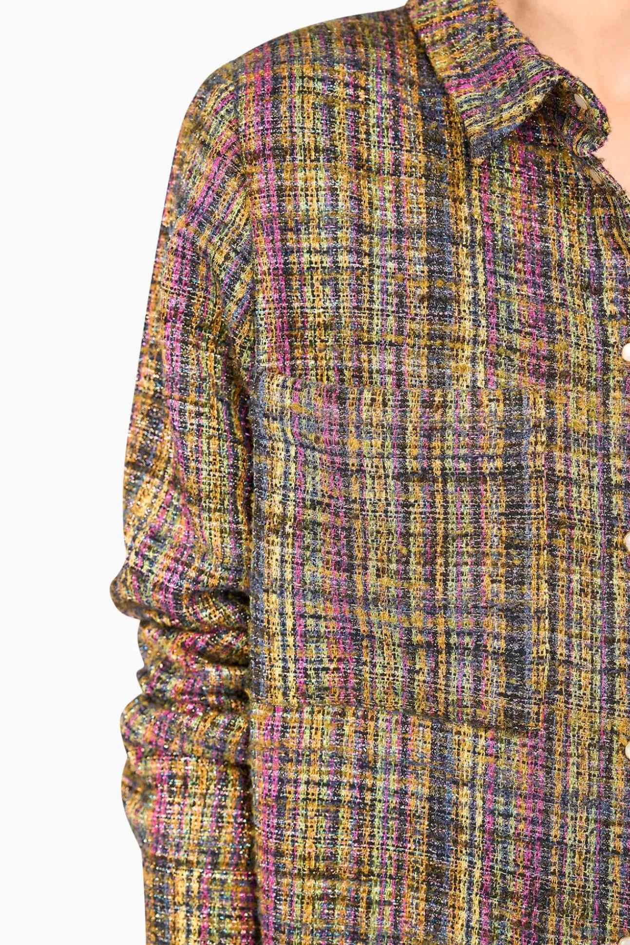 JANICE Blouses^Blouse Dames Tweed Lurex Shane Groen