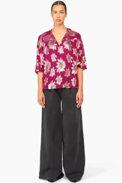 JANICE Blouses^Blouse Dames Viscose Lurex Toby Burgundy