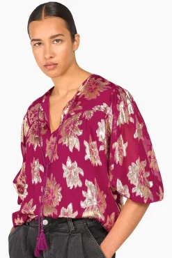 JANICE Blouses^Blouse Dames Viscose Lurex Toby Burgundy