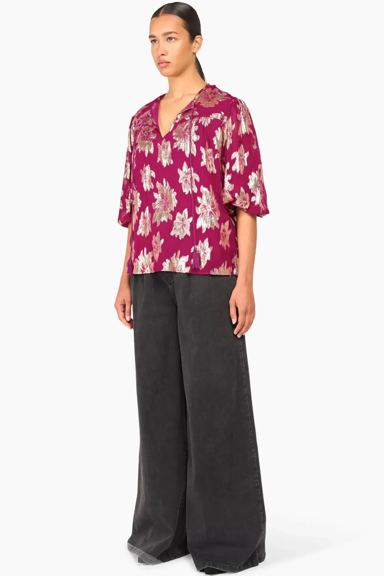 JANICE Blouses^Blouse Dames Viscose Lurex Toby Burgundy