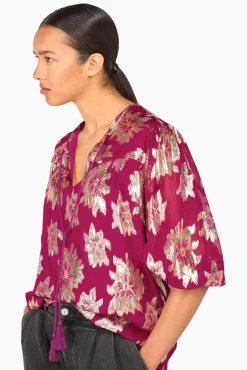 JANICE Blouses^Blouse Dames Viscose Lurex Toby Burgundy