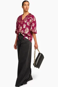 JANICE Blouses^Blouse Dames Viscose Lurex Toby Burgundy