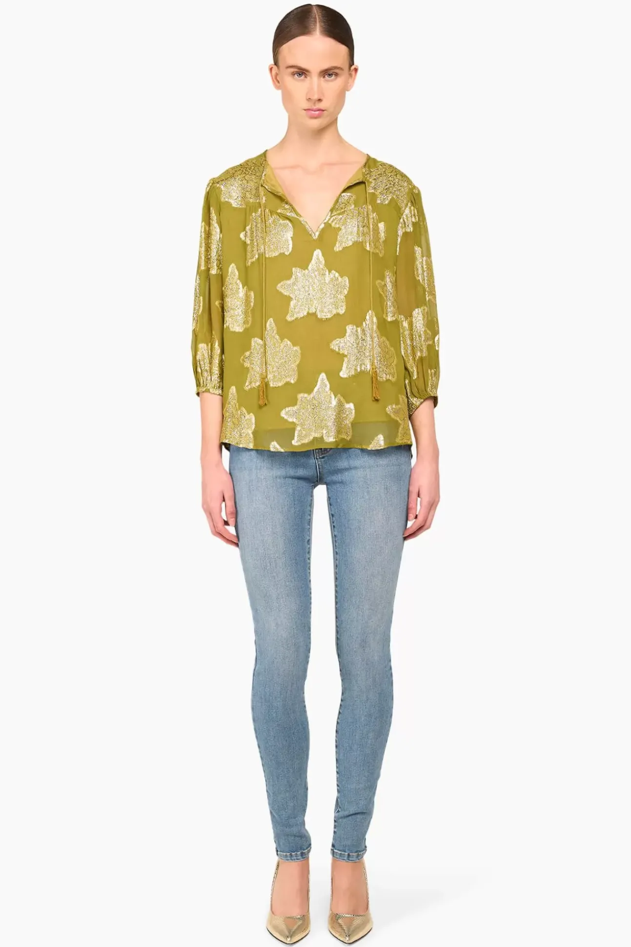 JANICE Blouses^Blouse Dames Viscose Lurex Toby Groen