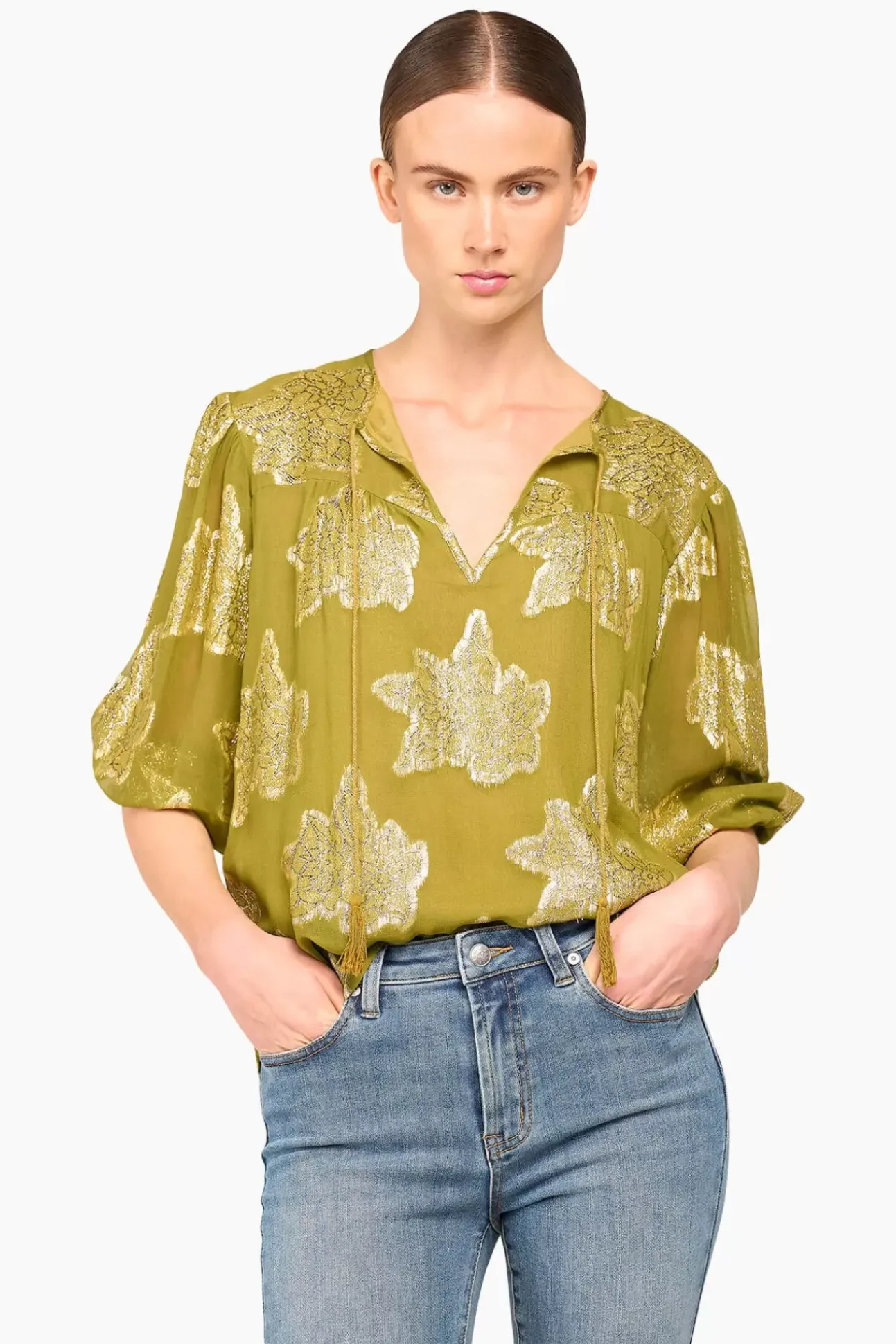 JANICE Blouses^Blouse Dames Viscose Lurex Toby Groen