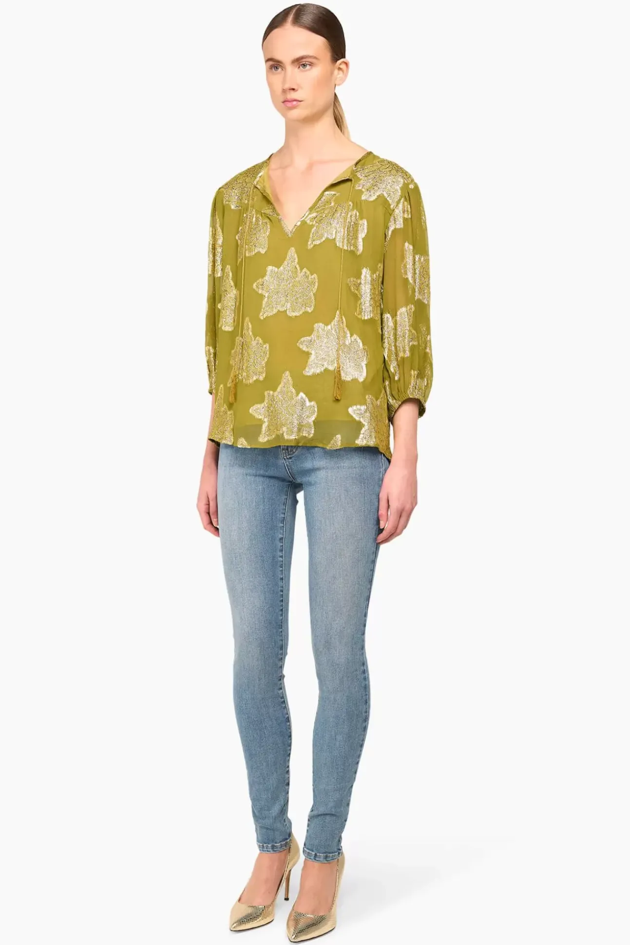 JANICE Blouses^Blouse Dames Viscose Lurex Toby Groen