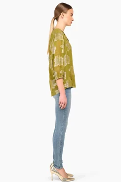 JANICE Blouses^Blouse Dames Viscose Lurex Toby Groen