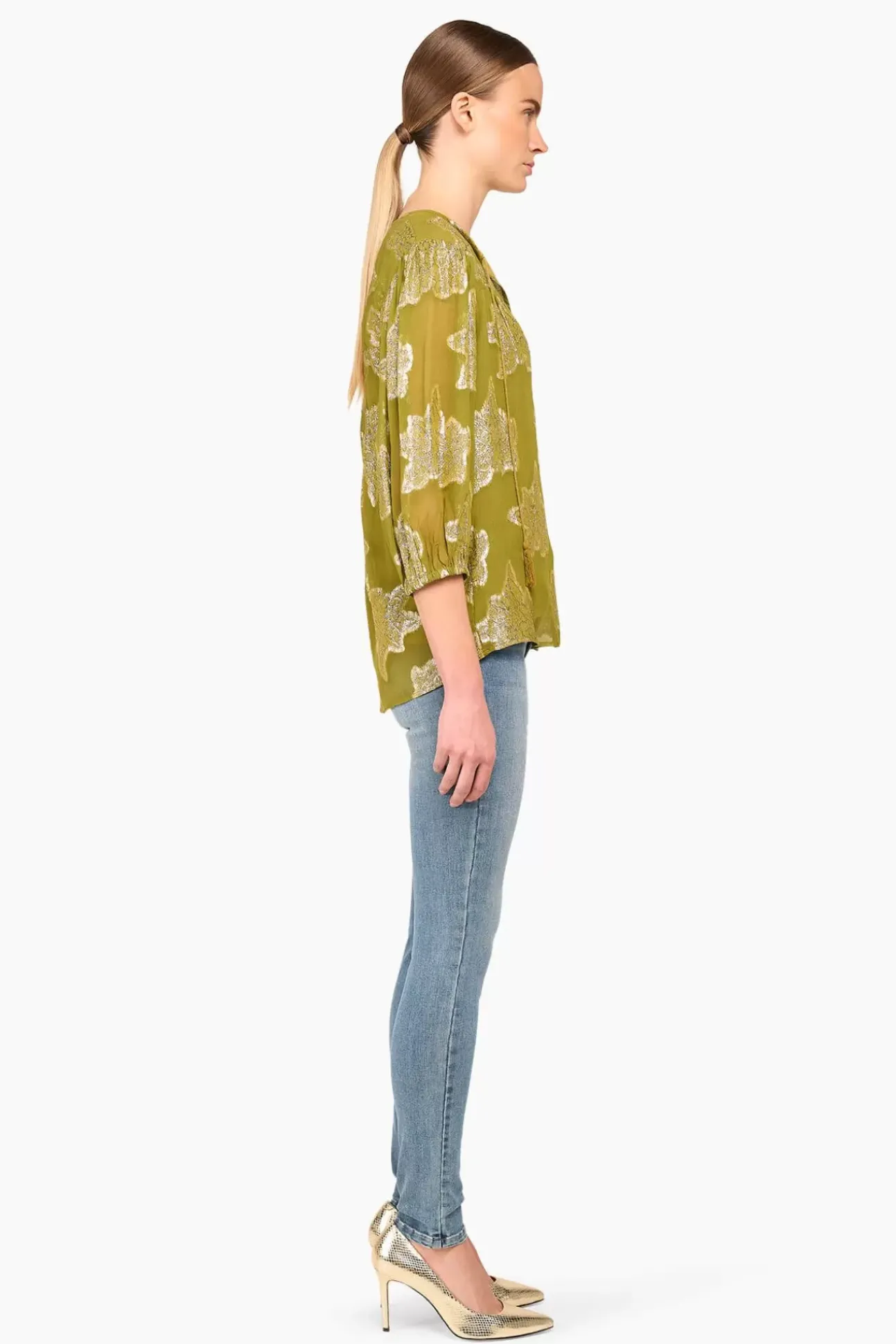 JANICE Blouses^Blouse Dames Viscose Lurex Toby Groen