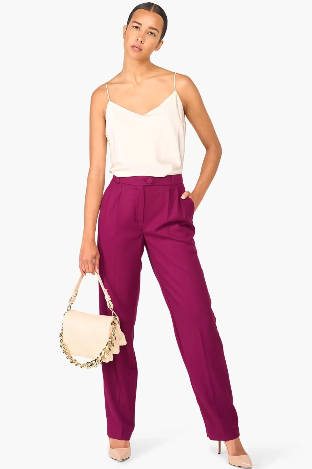 JANICE Broeken^Broek Dames Burgundy Andrew