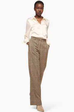 JANICE Broeken^Broek Dames Ruit Tiger Bruin