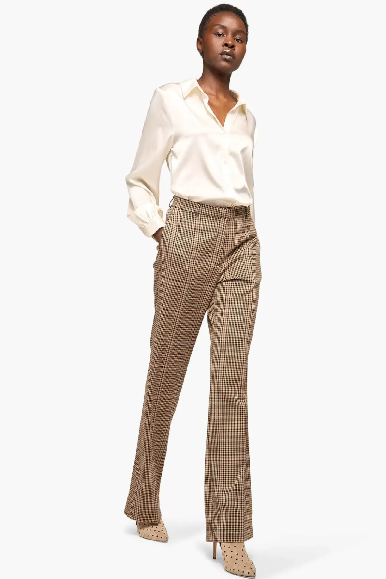 JANICE Broeken^Broek Dames Ruit Tiger Bruin