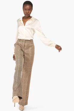 JANICE Broeken^Broek Dames Ruit Tiger Bruin
