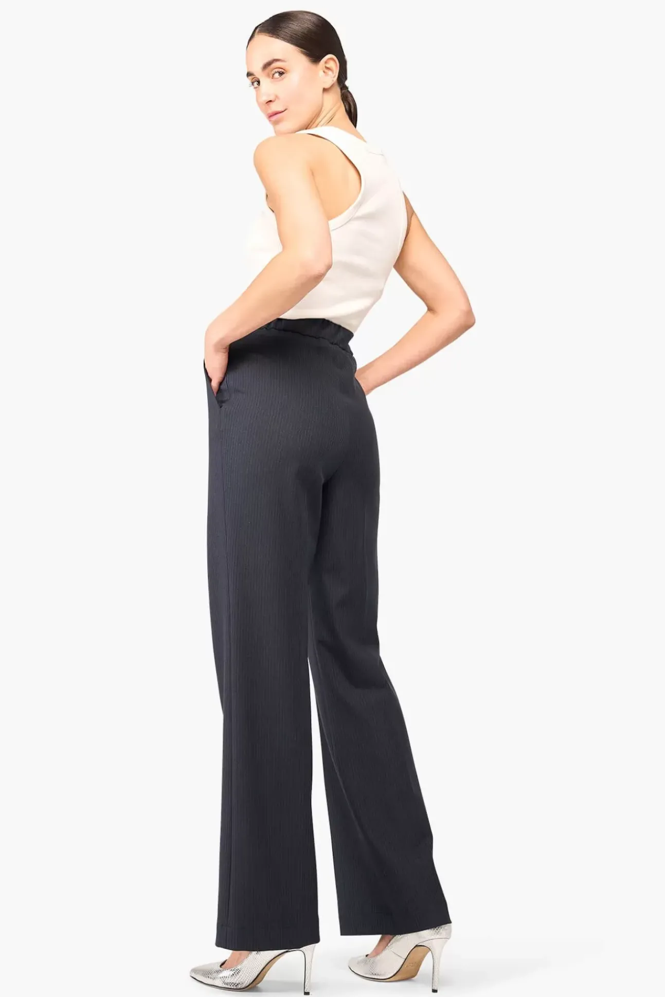 JANICE Broeken^Broek Dames Streep Pete Blauw
