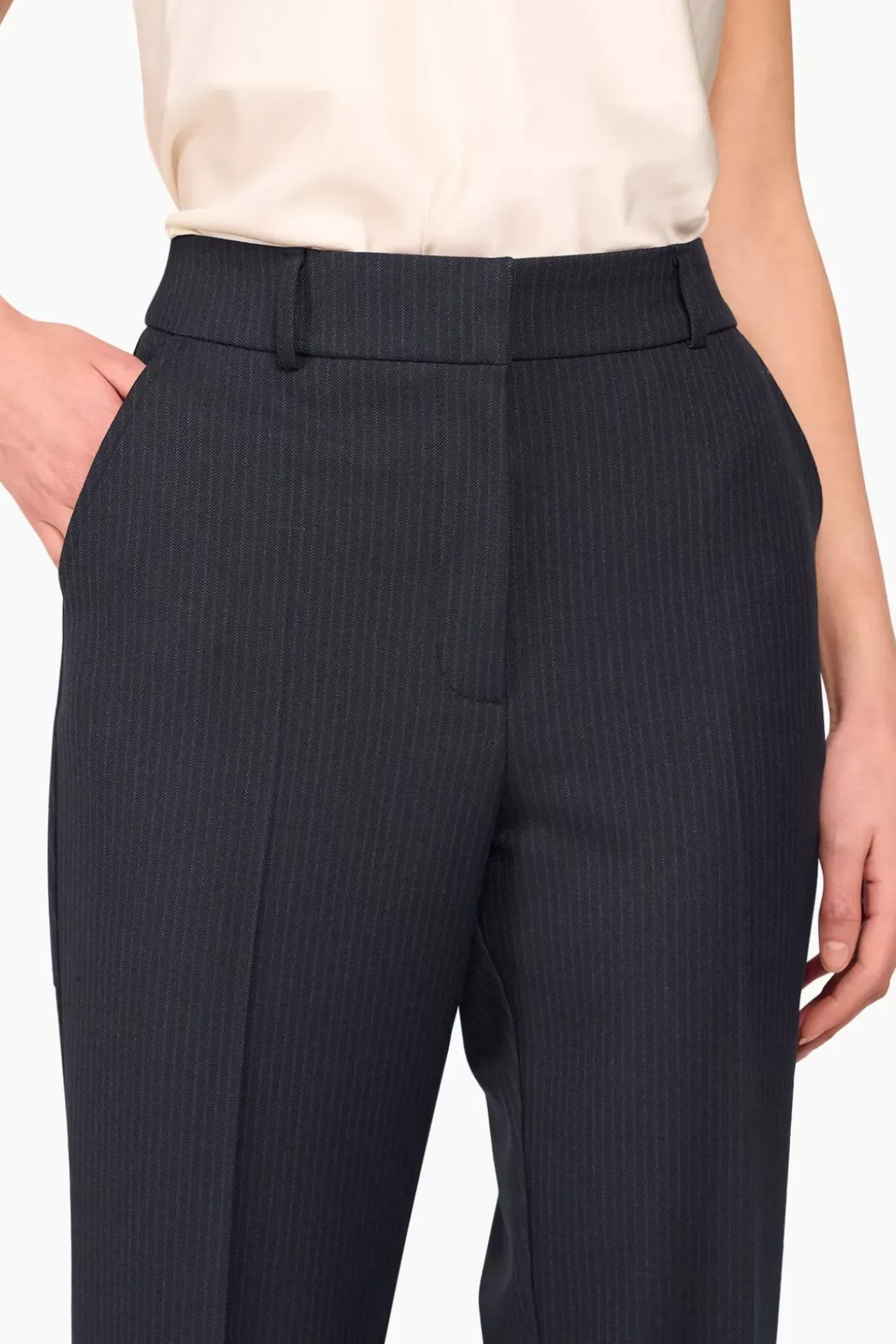 JANICE Broeken^Broek Dames Streep Sean Blauw