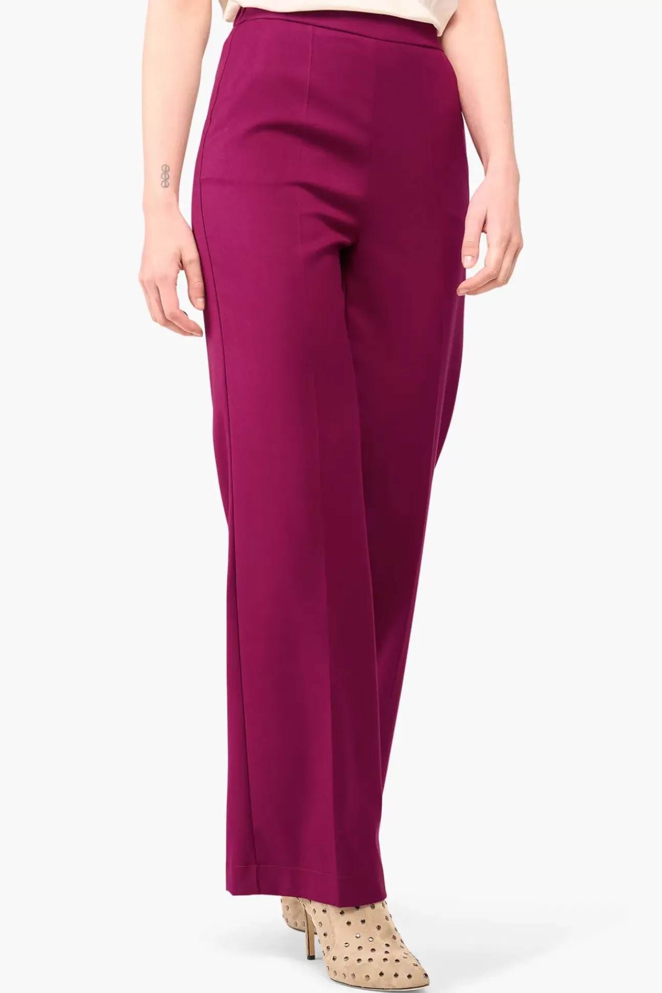 JANICE Broeken^Broek Dames Wijde Pijp Pete Burgundy