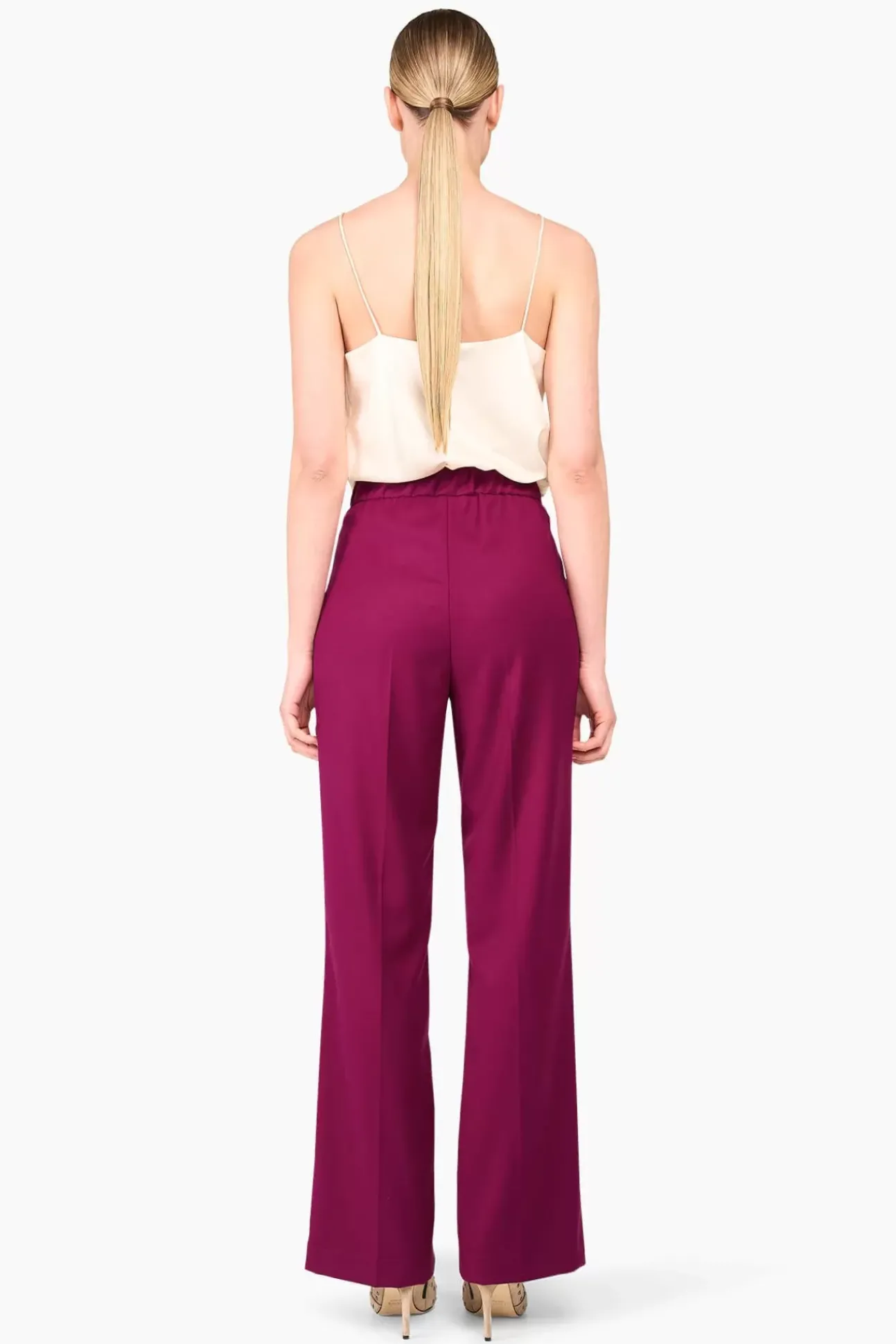 JANICE Broeken^Broek Dames Wijde Pijp Pete Burgundy