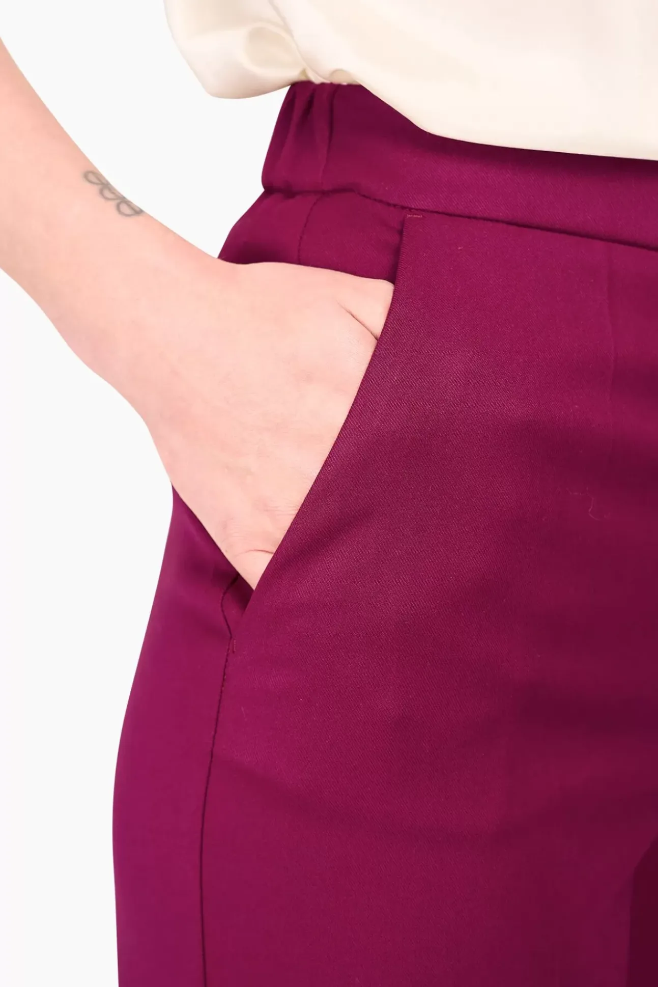 JANICE Broeken^Broek Dames Wijde Pijp Pete Burgundy