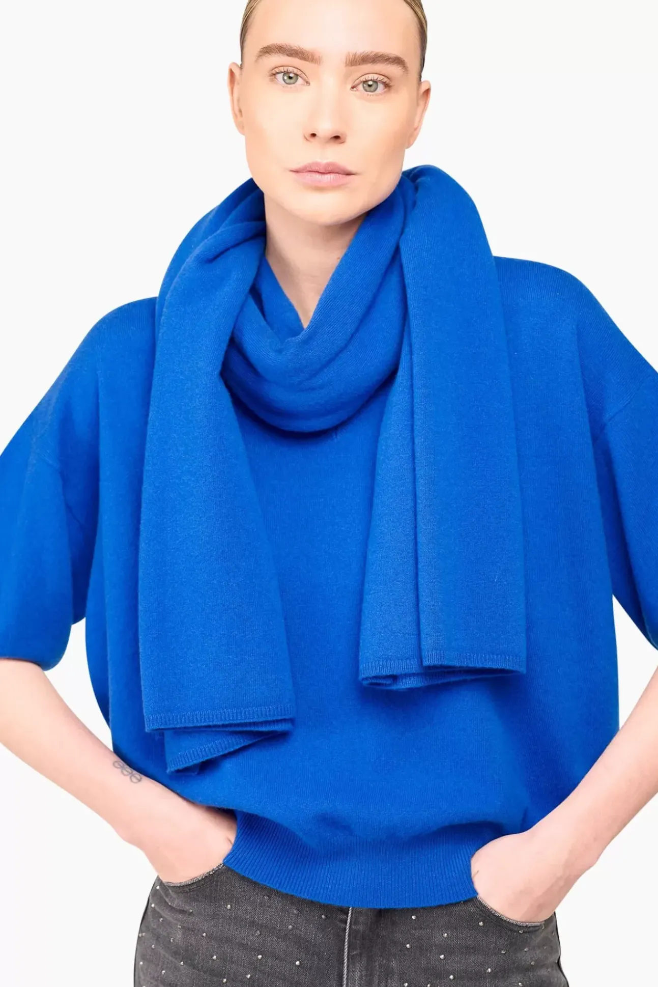 JANICE Sjaals^Cashmere Blend Sjaal Santos Blauw