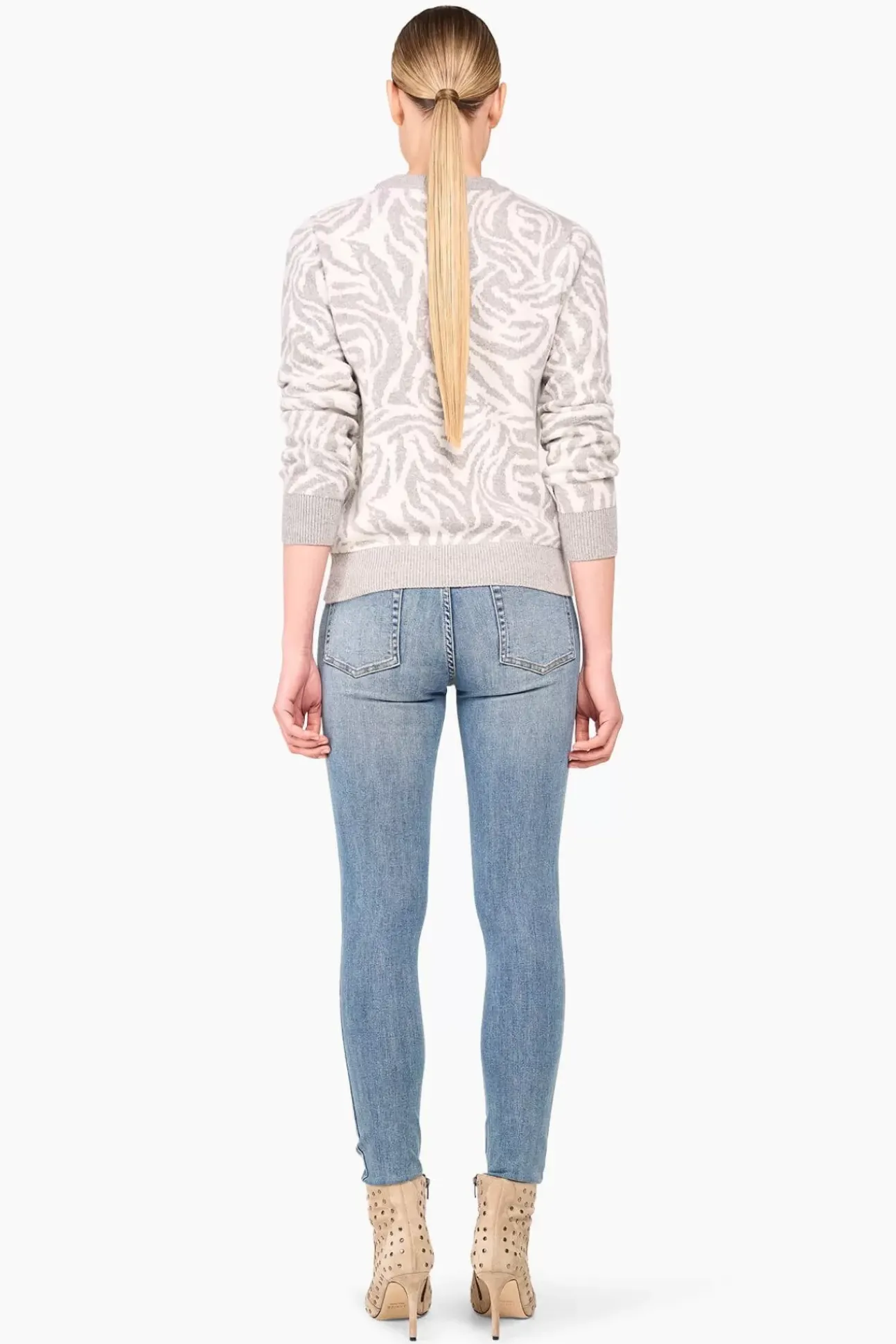 JANICE Sweaters & Truien^Cashmere Trui Dames Sym Tijger Print Grijs