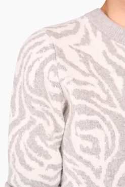 JANICE Sweaters & Truien^Cashmere Trui Dames Sym Tijger Print Grijs