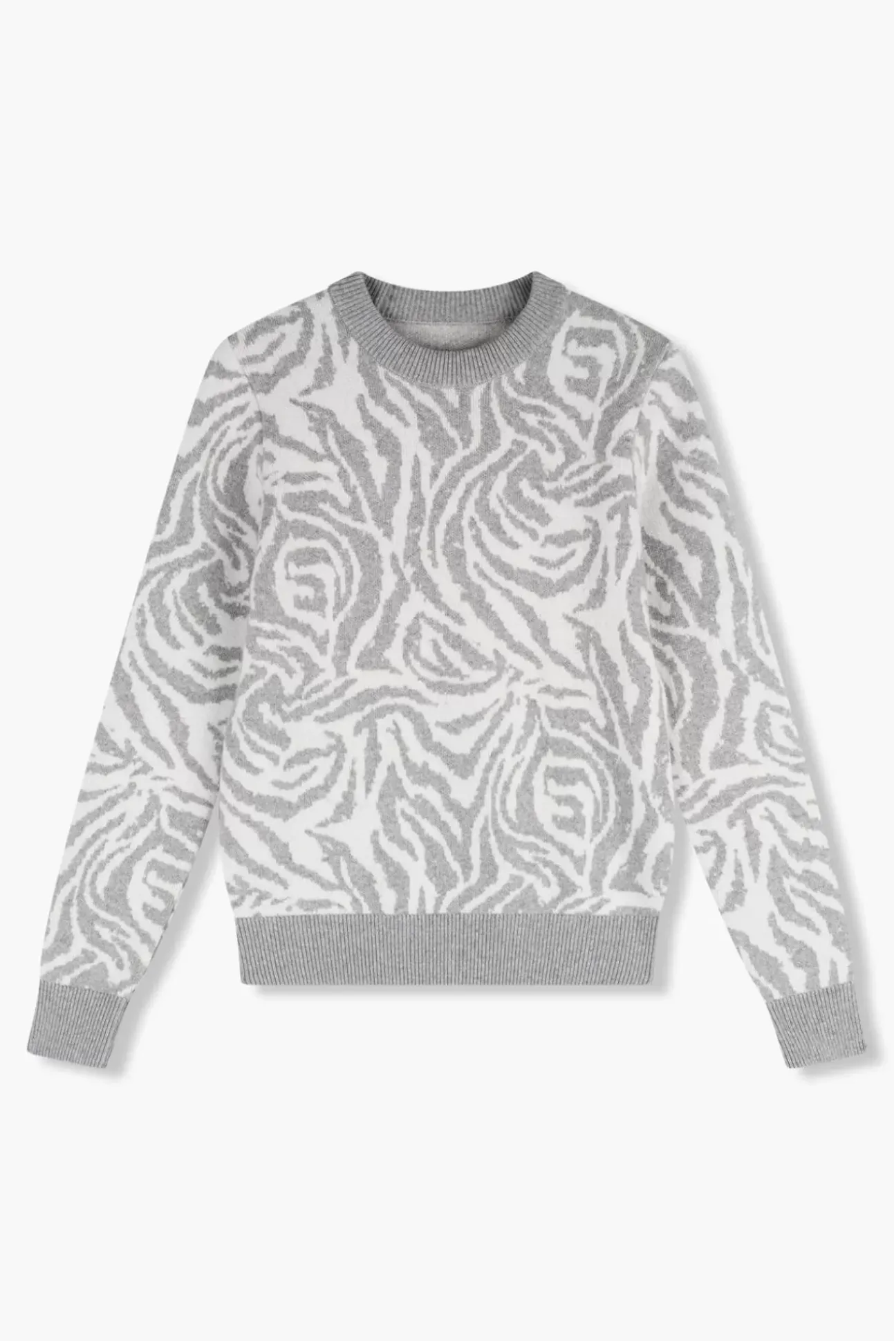 JANICE Sweaters & Truien^Cashmere Trui Dames Sym Tijger Print Grijs
