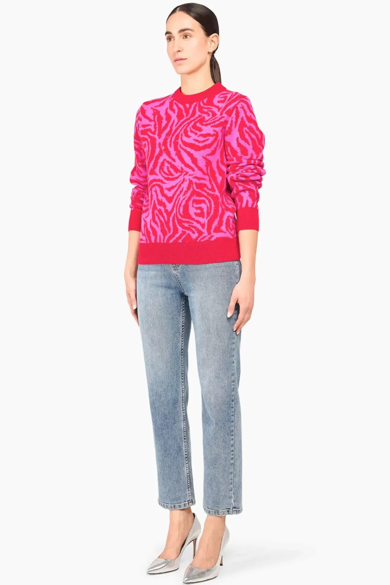 JANICE Sweaters & Truien^Cashmere Trui Dames Sym Tijger Print Roze