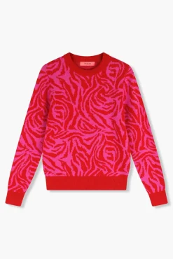 JANICE Sweaters & Truien^Cashmere Trui Dames Sym Tijger Print Roze