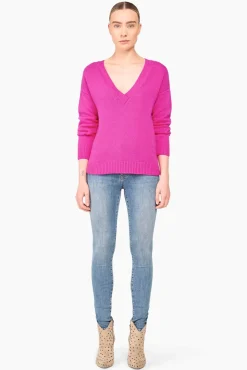 JANICE Sweaters & Truien^Cashmere Trui Dames Vhals Brick Roze