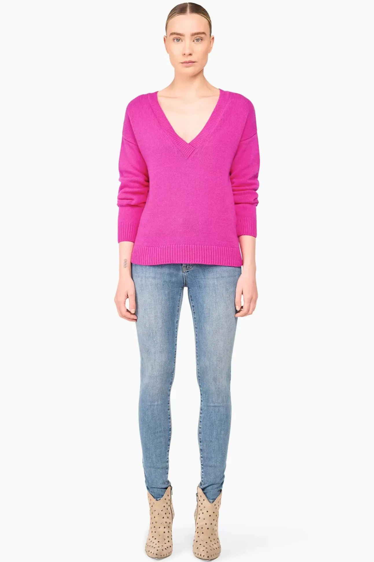 JANICE Sweaters & Truien^Cashmere Trui Dames Vhals Brick Roze