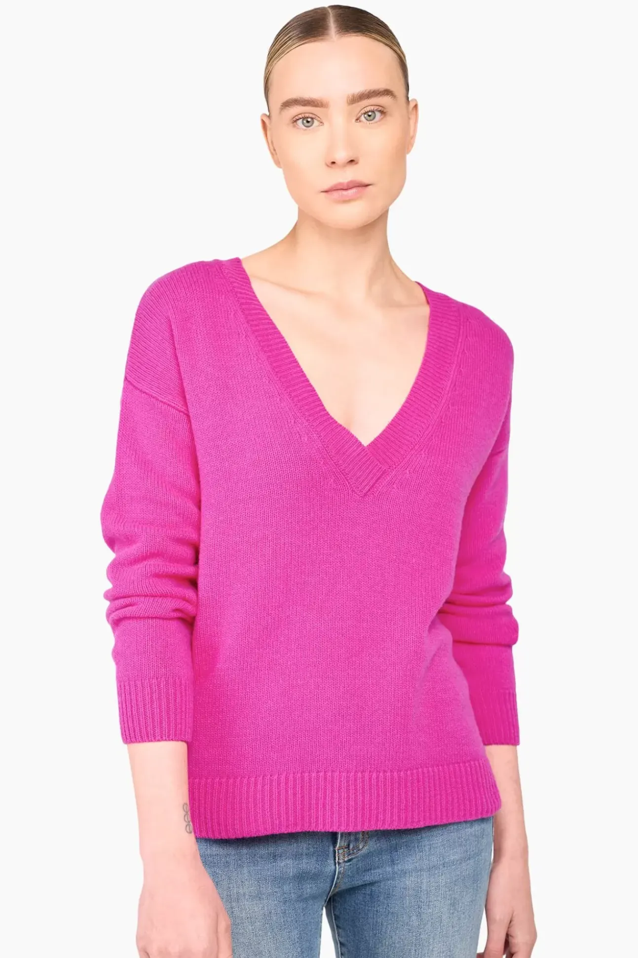 JANICE Sweaters & Truien^Cashmere Trui Dames Vhals Brick Roze