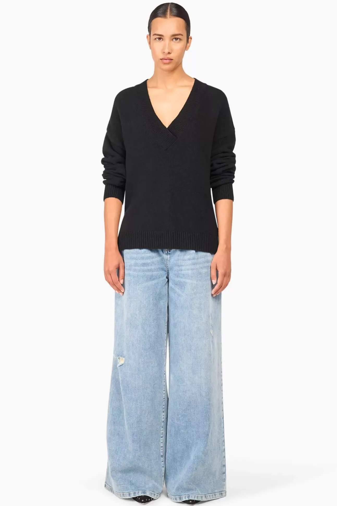 JANICE Sweaters & Truien^Cashmere Trui Dames Vhals Brick Zwart