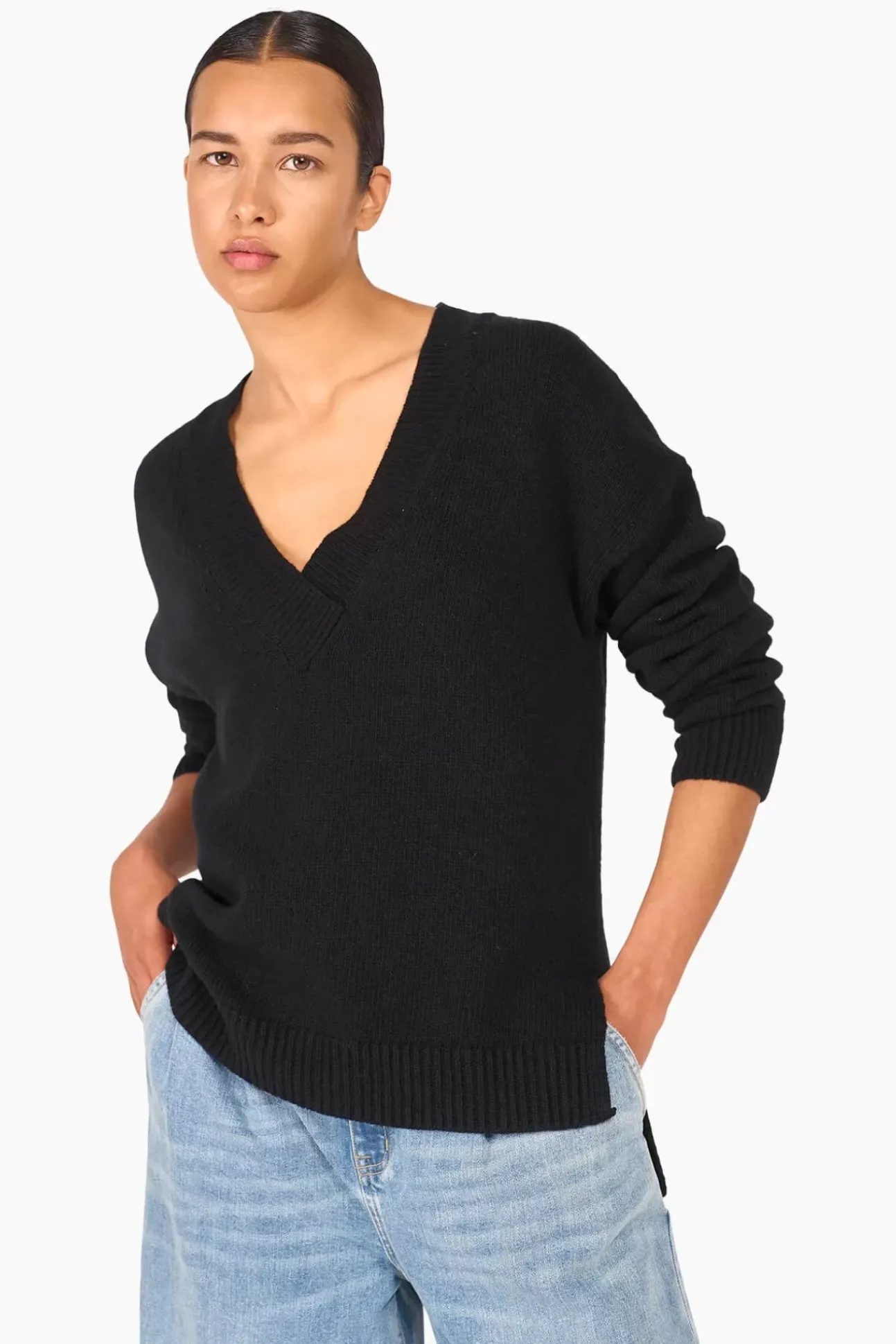 JANICE Sweaters & Truien^Cashmere Trui Dames Vhals Brick Zwart
