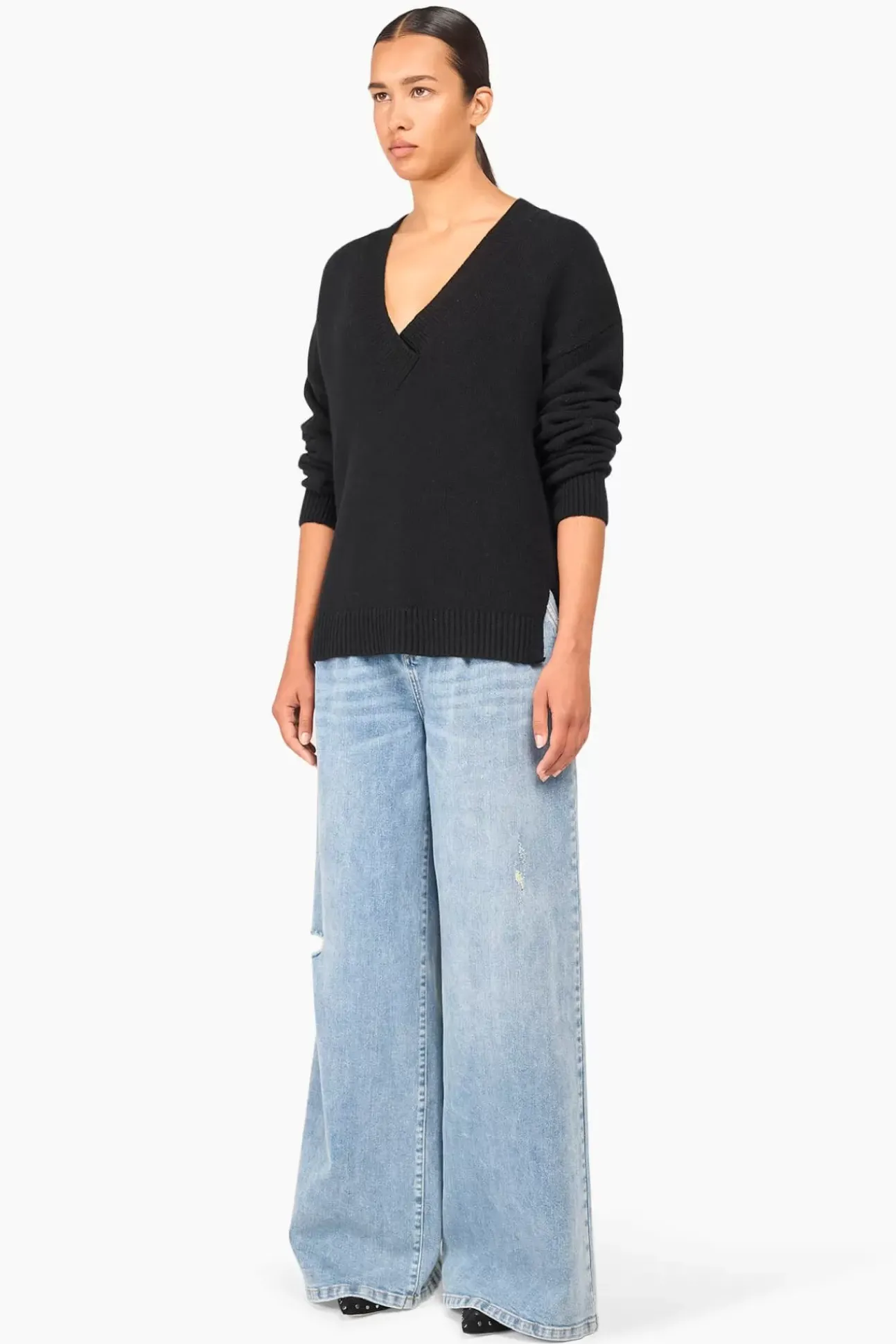 JANICE Sweaters & Truien^Cashmere Trui Dames Vhals Brick Zwart