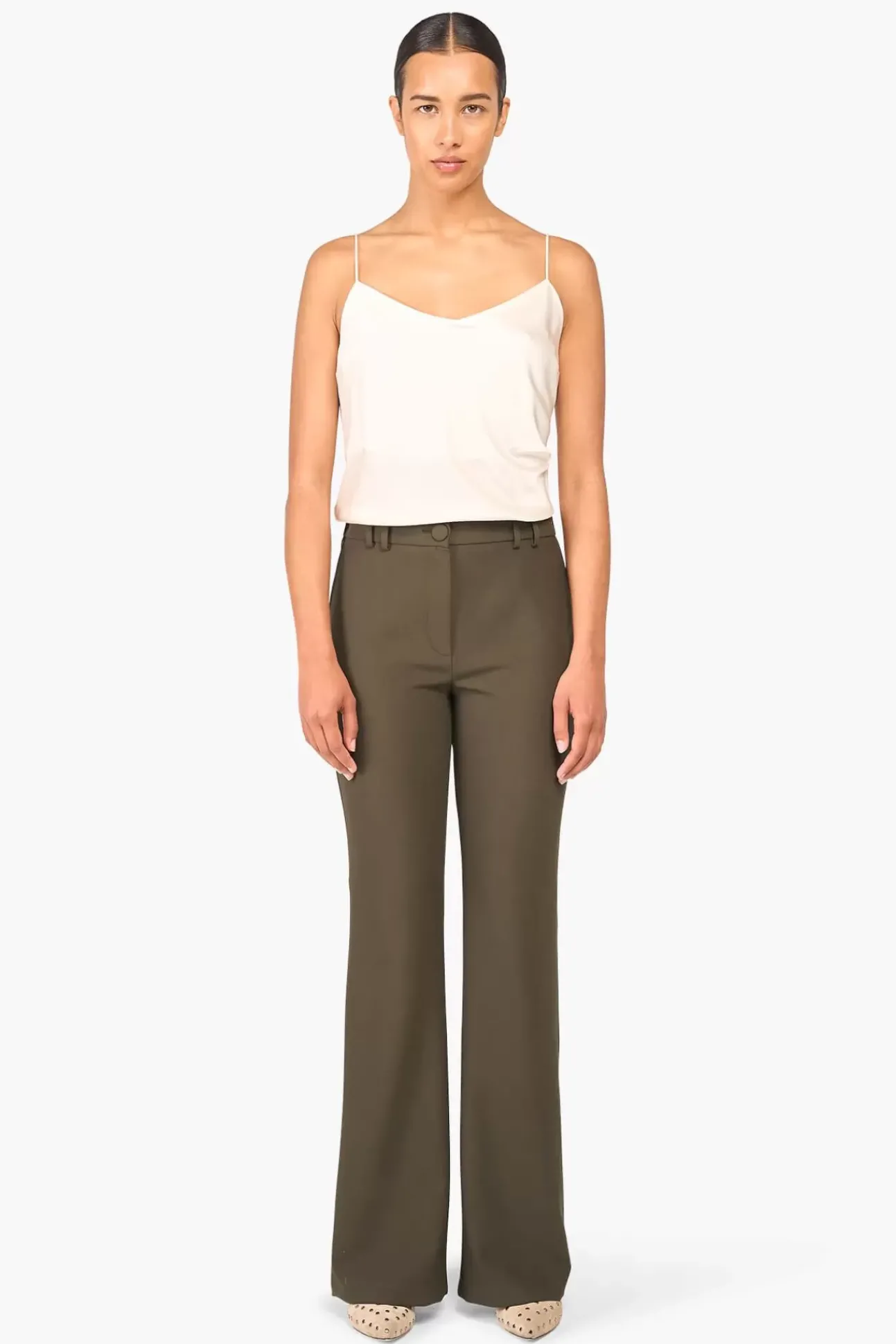 JANICE Broeken^Flared Broek Dames Tyrone Groen