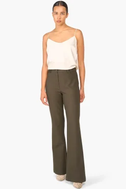 JANICE Broeken^Flared Broek Dames Tyrone Groen