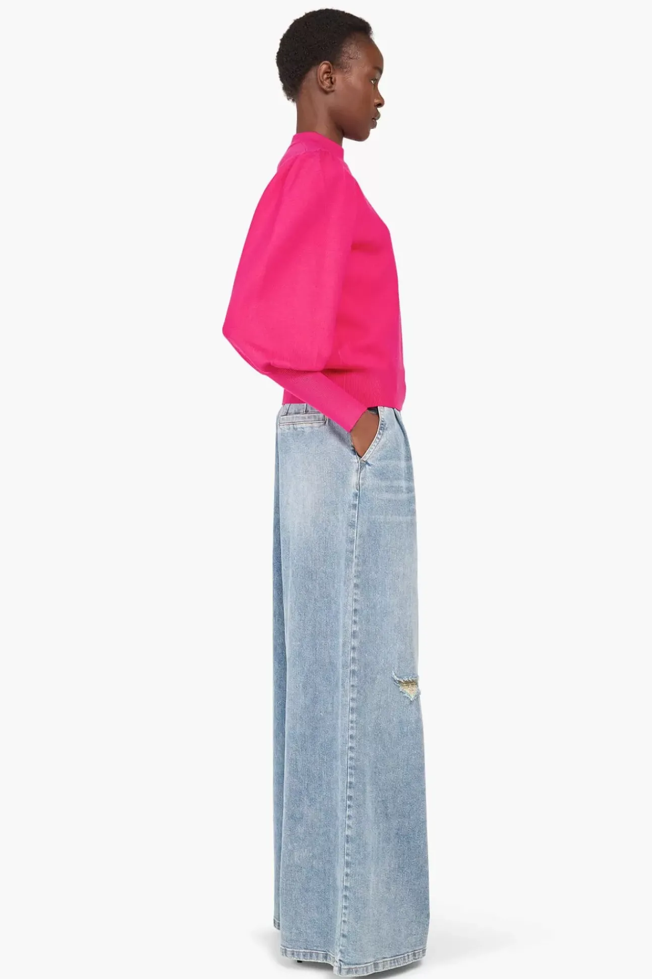 JANICE Sweaters & Truien^Gebreide Trui Pof Mouwen Jay Roze