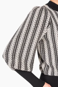 JANICE Sweaters & Truien^Gebreide Trui Pof Mouwen Jay Zwart Wit
