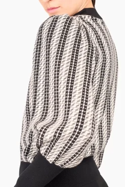 JANICE Sweaters & Truien^Gebreide Trui Pof Mouwen Jay Zwart Wit