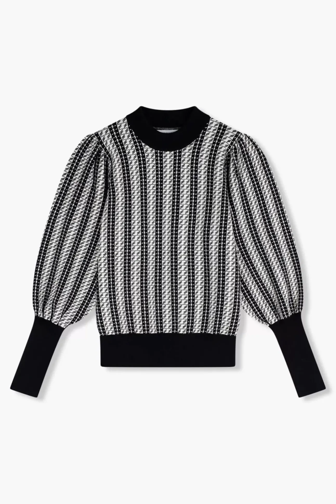 JANICE Sweaters & Truien^Gebreide Trui Pof Mouwen Jay Zwart Wit