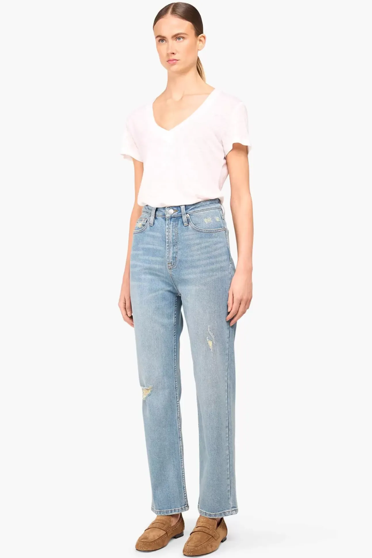 JANICE Denim^High Rise Boyfriend Jeans Morgan Destroyed Blue 033