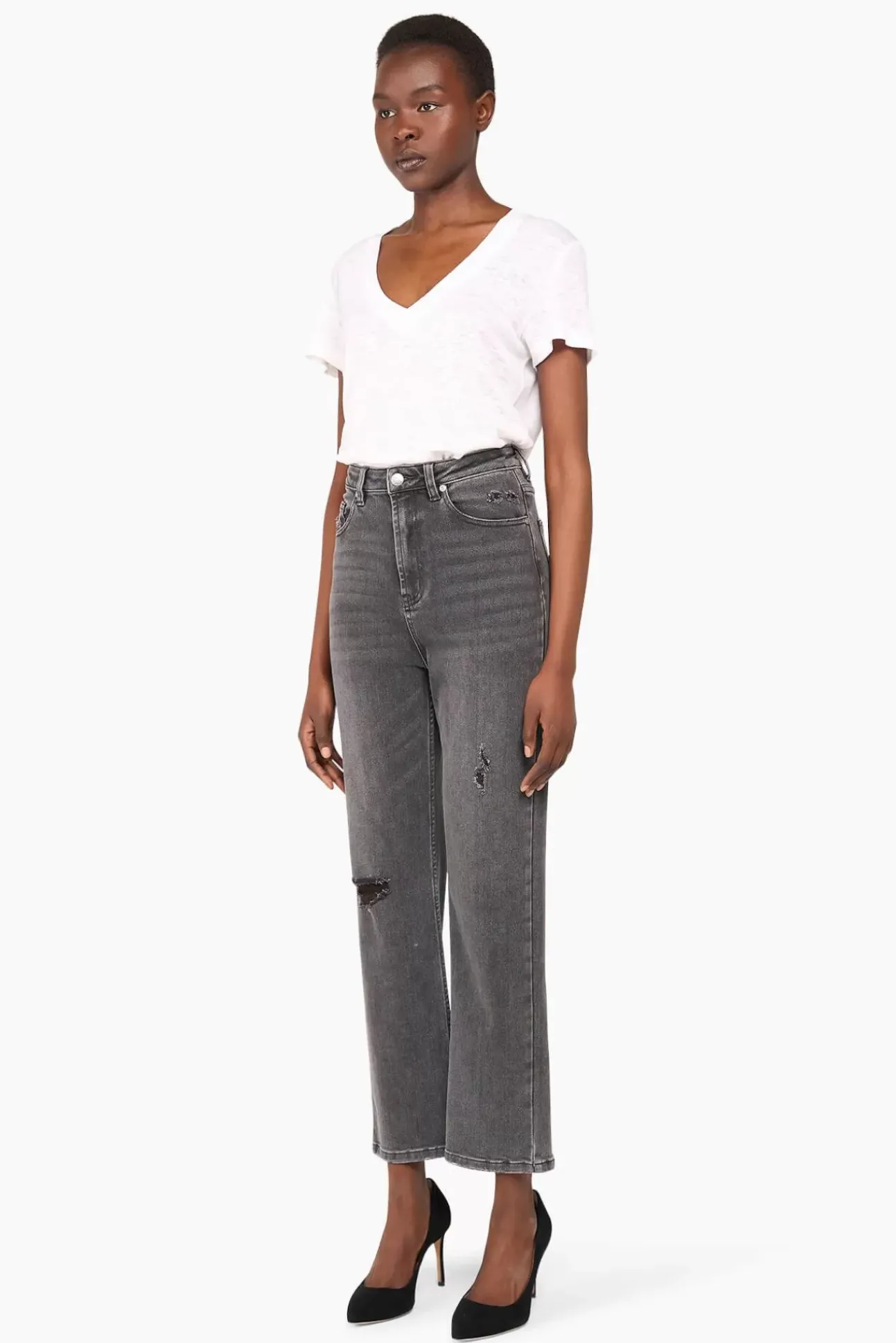 JANICE Denim^High Rise Boyfriend Jeans Morgan Destroyed Grijs 811