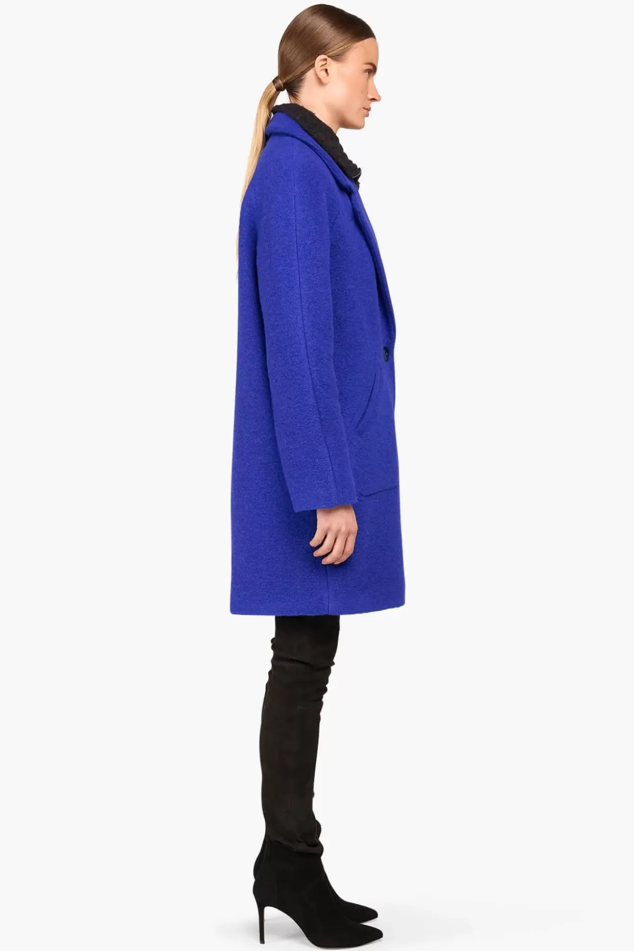 JANICE Jassen^Jas Dames Wol Bob Blauw