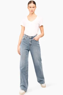 JANICE Denim^Jeans Dames Wijde Pijp Jason Blauw 395