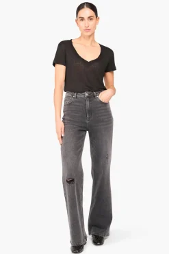 JANICE Denim^Jeans Dames Wijde Pijp Jason Destroyed Grijs 811